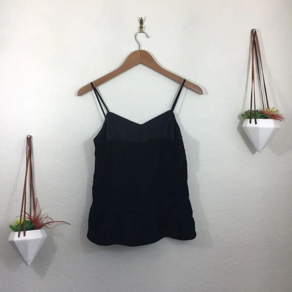 NWT J. Crew black peplum velvet tank top